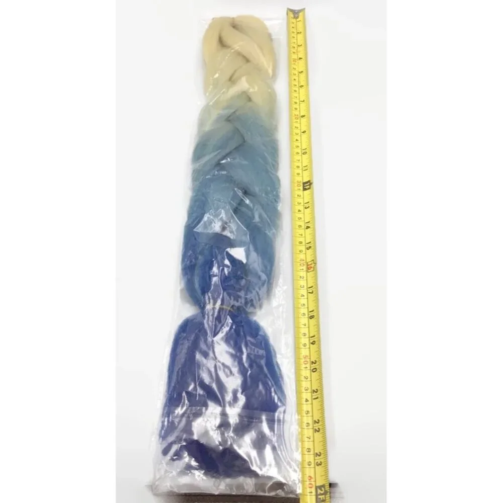 Ombre Braiding Hair Blonde/Light Blue/Dark Blue 5 Packs 24" Extensions Bacana - Picture 3 of 9